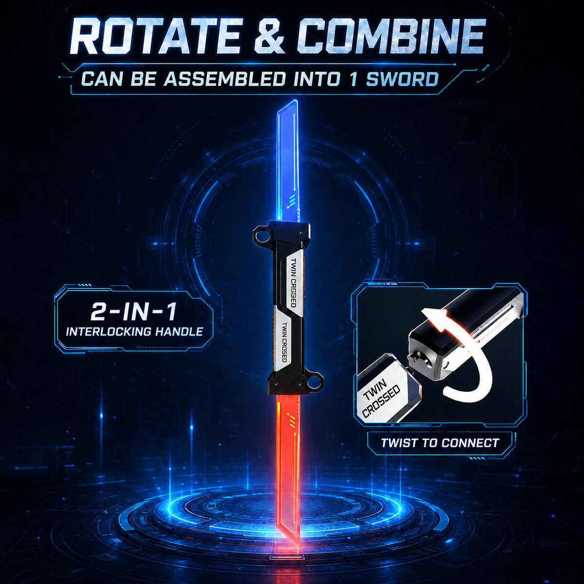 2-Piece Retractable Interlocking LED Light Sword Set – Ages 14+
